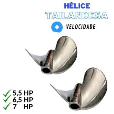 Imagem de Kit  2 Hélices Tailandesa Motor Rabeta 5,5 6,5 7hp Barco - FTX