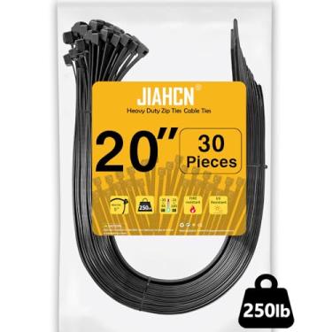 Imagem de 113 kg abraçadeiras de zíper longas resistentes 50 cm abraçadeiras pretas de força industrial abraçadeiras largas fortes grandes e grandes abraçadeiras de arame de plástico grossas abraçadeiras de cabo resistente a UV para sinal, pilares 30 peças