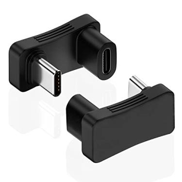 Imagem de AreMe Adaptador USB C de ângulo de 180 graus, 2 unidades, 10 Gbps PD 100 W, compatível com Steam Deck, Switch, laptop, tablet, telefone e mais dispositivos tipo C
