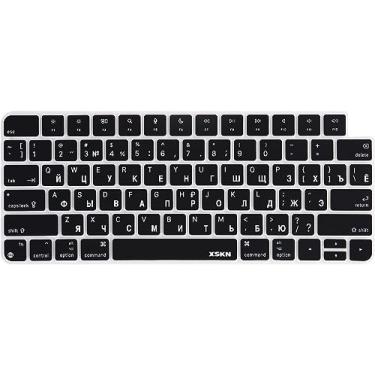 Imagem de XSKN Capa de silicone para teclado de atalho e linguagem para teclado iMac Magic Keyboard com chip M1 2021 com Touch ID A2449 com chave de bloqueio A2450 sem teclado numérico (preto russo, versão dos