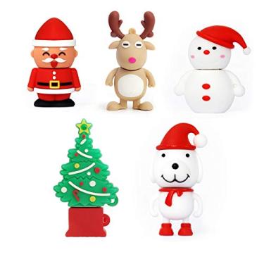Imagem de Pen drive USB de Natal, pacote com 5 8 GB, leizhan Novidade Pen Drive de Ação de Graças, Papai Noel, Árvore de Natal, Alce, Boneco de Neve, Pendrive de Cachorro Presente de Ano Novo U Disk