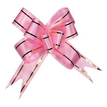Imagem de 50 Fitas Laço Facil Laminado Embrulho Presente 35x1,8cm Rosa - Evolver