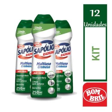 Imagem de Kit 12 Sapólio Radium Cremoso Limão Desengordurante 250ml - Bombril