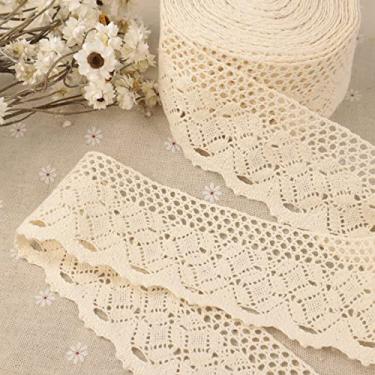 Imagem de Fita de renda bege 10 metros de algodão com acabamento em renda de crochê para artesanato, embalagem de presente, decoração de casamento, suprimentos para scrapbook
