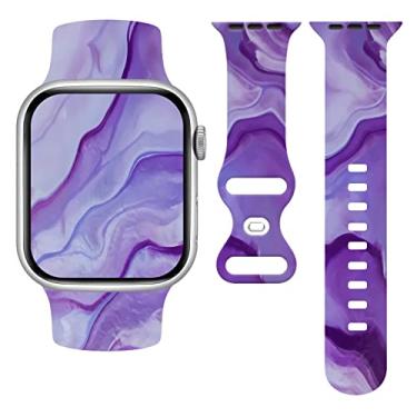 Imagem de Pulseira de borracha de substituição estampada com estampa de silicone macio ametista roxa de 38 mm, 40 mm e 41 mm, para iWatch séries 8, 7 6 e SE, ultra unissex, ideias de presentes para mulheres