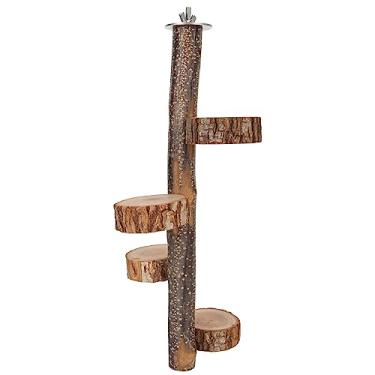 Imagem de Suporte de madeira para poleiro de pássaros, brinquedo de plataforma suspensa para papagaio, suporte de segurança para toras, plataforma de poleiro, acessórios de gaiola para