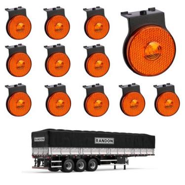Imagem de 12 Lanterna Lateral Randon LED Âmbar 65mm Suporte - Conector - DW Comp