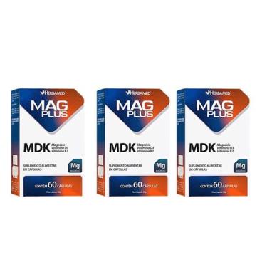 Imagem de Kit 3 Mag Plus Mdk Magnésio Vit D3 E Vit K2 60 Caps Herbamed
