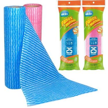 Imagem de 2 Rolo com 25 Panos Limpeza Multiuso 21x29cm Perfex Alklin, Azul