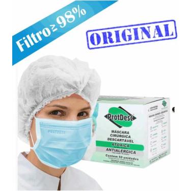 Imagem de Máscara ProtDesc Azul Descartável Tripla Filtro Meltblow ( 1 Cx)
