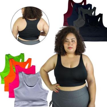 Imagem de Kit com 5 TOP PLUS SIZE GG ACADEMIA FITNESS TREINO DIA-A-DIA - SWG, GG