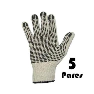 Imagem de 5 Pares de Luva Pigmentada Malha Tricotada PVC Branca Epi - Titanium