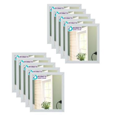 Imagem de kit 10 Espelhos 20x25 Moldura branca para casa, decoração, sala, banhe