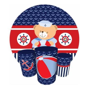 Imagem de Trio Capas Cilindro + Painel 1,50m Ursinho Marinheiro - Fadrix