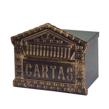 Imagem de Caixa de Correio Cartas Tijolinho em Ouro Embutir 15x21x12cm - Metal M