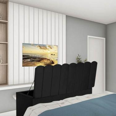 Imagem de Calçadeira Baú Recamier King 190CM Alanis Suede Preto - D A DECOR - D&