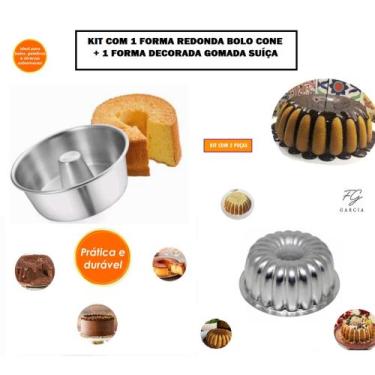 Imagem de Kit De 1 Forma Redonda Bolo Cone Canudo + 1 Forma Decorada Suíça Gomad
