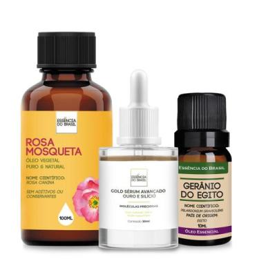 Imagem de Kit Pele Ouro: Sérum com Ouro + Óleo Rosa Mosqueta + Gerânio - Essênci