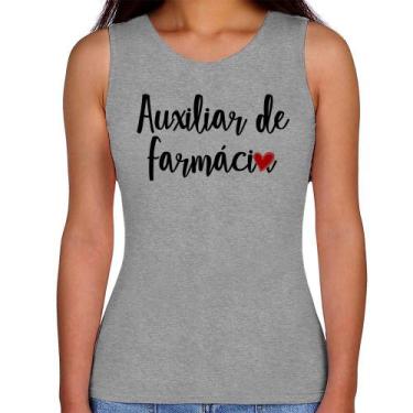 Imagem de Regata Feminina Auxiliar de Farmácia por Amor - Foca na Moda, Cinza, P