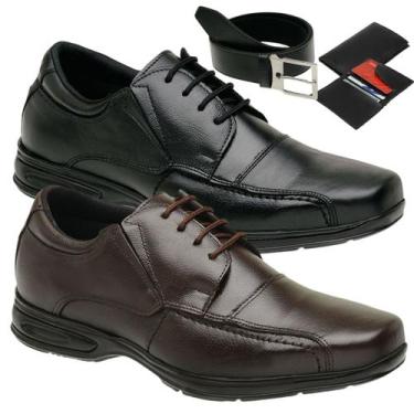 Imagem de Kit 2 Sapato Social Masculino Couro Legitimo Com Cinto e Carteira - Gm