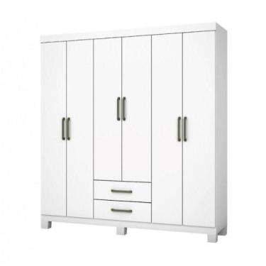 Imagem de Guarda Roupa A22 6 Portas 2 Gavetas Carioca Móveis Branco