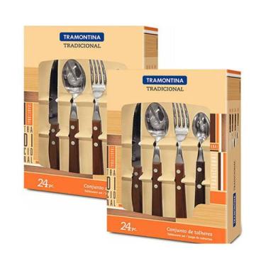 Imagem de Faqueiro Tramontina 24 Peças Tradicionais Sortidos com Laminas de Aço 
