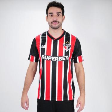 Imagem de Camiseta de Time New Balance SPFC 2024 Away Torcedor Vermelho Branco e