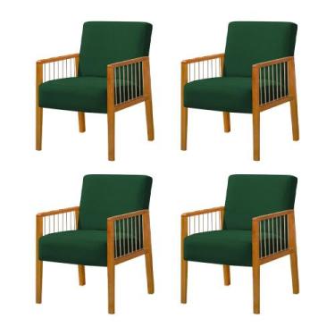 Imagem de Kit 4 Poltronas Decorativa Base em Madeira Maciça e Corda Náutica Copa