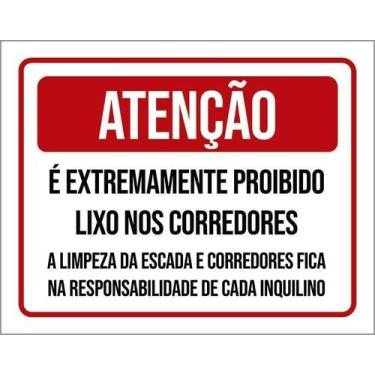 Imagem de Placa Atenção Extremamente Proibido Lixo Corredores 18X23 - Sinalizo