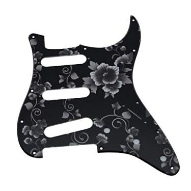 Imagem de Dopro 11 furos estilo Strat guitarra 3D impressa em plástico Pickguard ponte invertida com parafusos para Fender Jimi Hendrix Stratocaster Flower Pattern