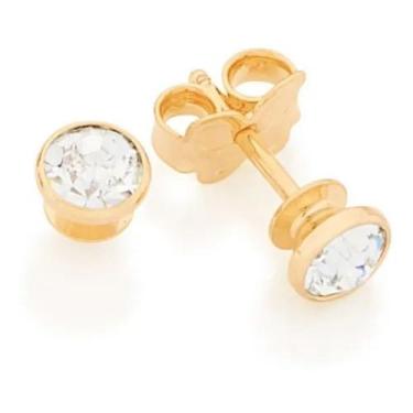 Imagem de Brinco Feminino Folheado a Ouro 18k Rommanel Joias Cristais Ponto Luz