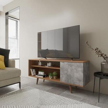 Imagem de Rack Para TV até 42 Polegadas 1 Portas R1486 Amêndoa/Concreto - Tecnom