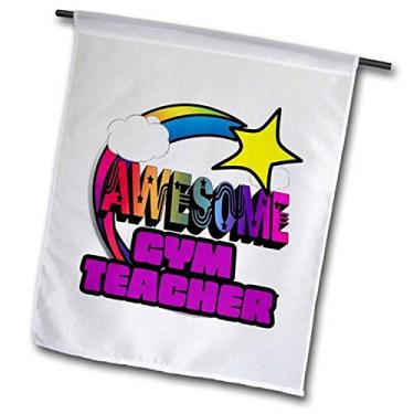 Imagem de 3dRose fl_201320_2" Bandeira de jardim de professores de academia incrível arco-íris estrela cadente 45,72 cm x 68,88 cm