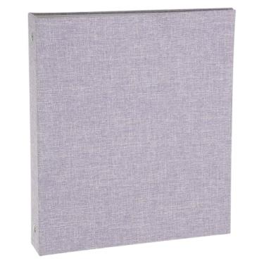 Imagem de PATIKIL Fichário A5 tamanho 3 anéis, 1 anel redondo de 2,5 cm, fichário de capa dura de linho durável, adequado para escritório, receita de papel, foto, escritório, roxo claro