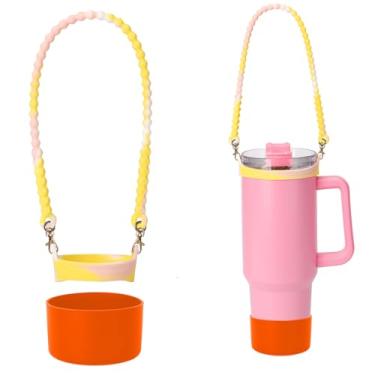 Imagem de Eoopoon Conjunto de alça de garrafa de água e bota de silicone, alça de garrafa de água de silicone para copo Stanley de 226 a 1,134 g, capa de silicone antiderrapante para copo Stanley de 350 ml