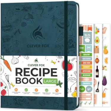 Imagem de Clever Fox Livro de receitas – Faça seu próprio livro de receitas de família – Organizador de caderno de receitas em branco – Diário de culinária vazio para escrever em receitas – tamanho grande, 21,5