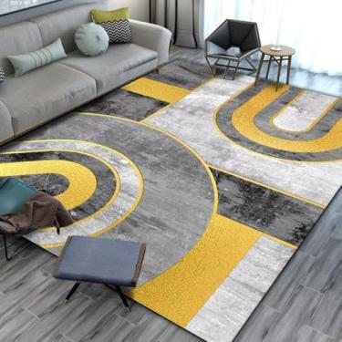 Imagem de Tapetes geométricos nórdicos para sala de estar, quarto, cabeceira, tapete moderno para sofá, área de chão, tapete de decoração de tamanho grande, flanela 1.200 x 300 cm 78,7 x 118 pol.