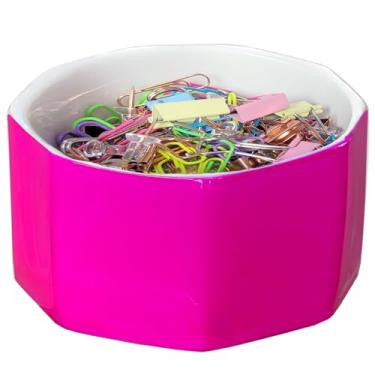 Imagem de LEAZUL Suporte de clipe de papel de cerâmica linha dourada organizador de clipe de papel para mesa bonito padrão floral suporte de clipe de pasta de escritório Bobby Pin e suporte de clipe de cabelo