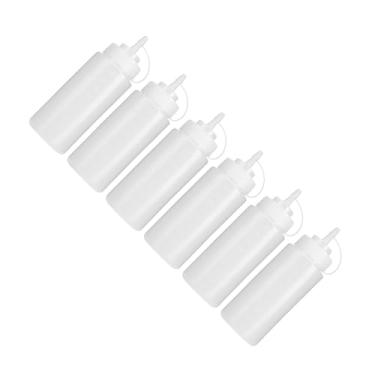 Imagem de Garrafa para Espremer Molho de Tomate de 480ml, Acessório de Cozinha Transparente, Dispensador de Molho para Salada de 6 Peças, Ideal para Restaurantes e Famílias