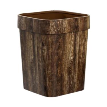 Imagem de Fenteer Lixeira Reciclável Rústica Decorativa Portátil Lixeira Lixeira Lixeira para Decoração Dormitório perto da Mesa Cozinha Banheiro, Marrom, L