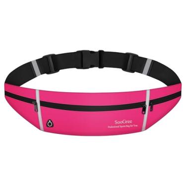 Imagem de SooGree Cinto de corrida fino para mulheres e homens, pochete refletiva para atividades ao ar livre, cinto, zíper à prova d'água, suporte de telefone de corrida, bolsa de corrida para celular e