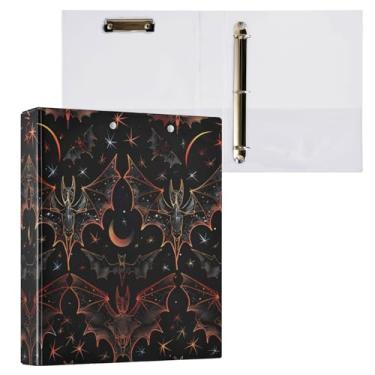 Imagem de Fichário de 3 anéis, pasta de arquivo de estrela de morcego gótico comporta 200 folhas, armazenamento de arquivos para mulheres e homens, material de escritório escolar