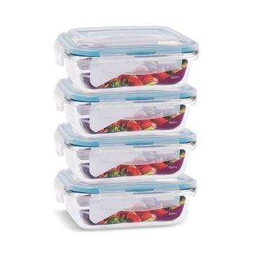 Imagem de Kit 10 Potes Vidro Hermético 640ml - Travas Resistentes