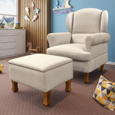 Imagem de Poltrona de Amamentação Pés Fixos e Puff Sabrina Phoenix Baby