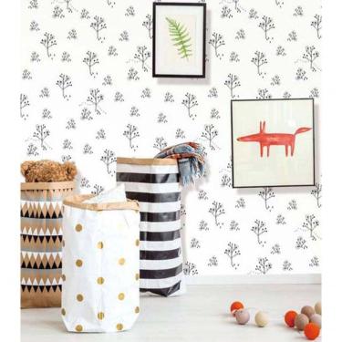 Imagem de Papel De Parede Fofura Baby Desenhos árvore Preto E Branco Ff4004