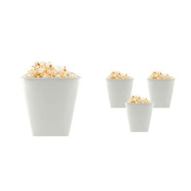 Imagem de Kit 4 Pipoqueira Retrô Branco 2,6L Plástico Premium - Bb Store