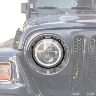 Imagem de Anéis de suporte de montagem redondos de farol de 7 polegadas para substituição para 1997 1998 1999 2000 2001 2002 2003 2004 2005 2006 Jeep TJ Wrangler
