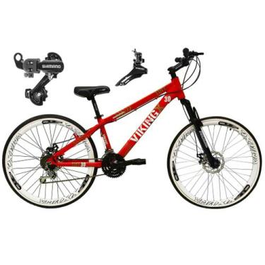 Imagem de Bicicleta Aro 26 Vikingx Tuff Vermelho 21v Alumínio Câmbio Shimano Fre
