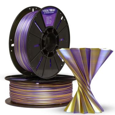 Imagem de Filamento PLA Duo Color Dourado e Lilás V-Silk 1Kg 1,75mm Efeito Seda para Impressora 3D FDM - Voolt3D