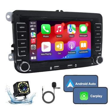 Imagem de Ichuangxin Tela IPS 2G + 32G Android13 de 7 polegadas sem fio CarPlay Android Auto estéreo para VW Jetta Seat Passat Tiguan CC Golf Skoda Rádio com FM BT GPS WiFi SWC USB Câmera de reserva de carga